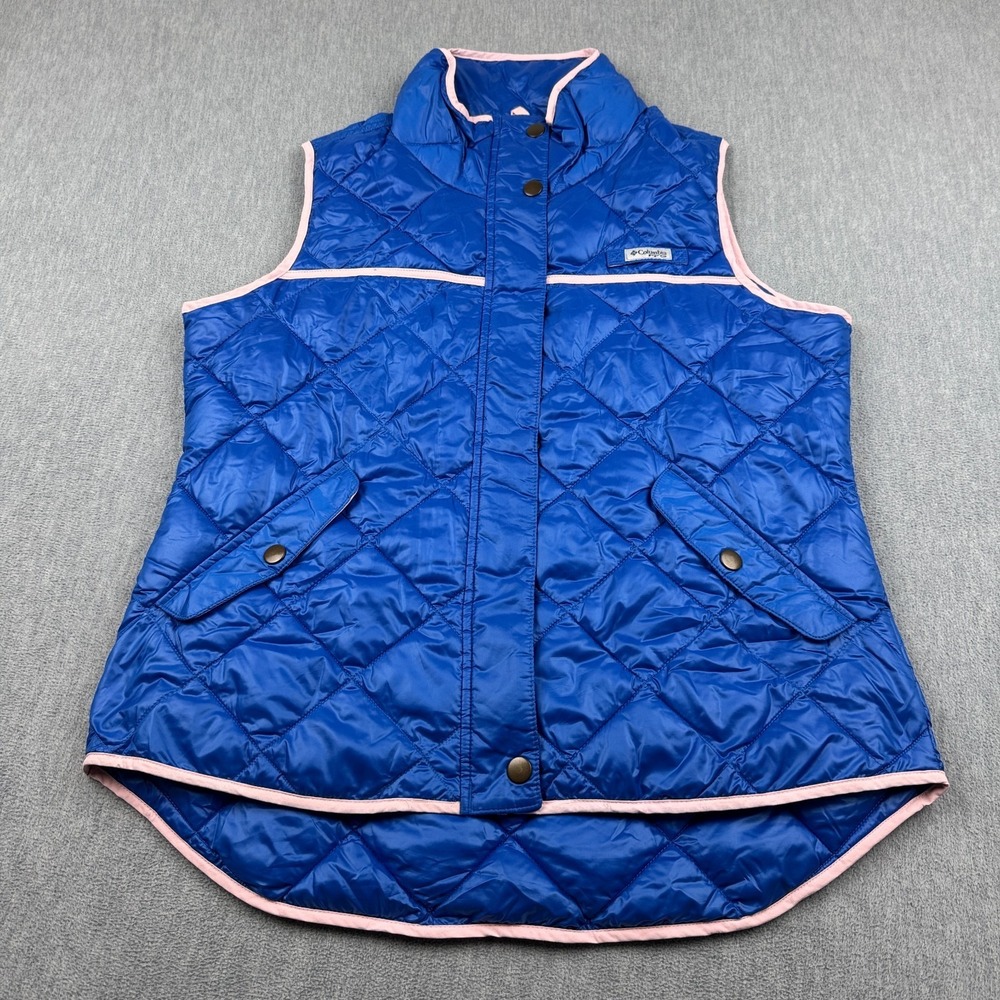 Columbia Vest Womens‎ Large Blue Harborside Diamond Quilted Puffer PFG Fishing